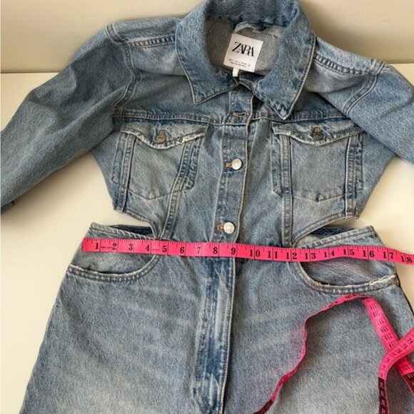BLOGGERS FAV ZARA LIMITED EDITION CUT OUT SIDE DISTRESSED DENIM JUMPSUIT Size L - Picture 13 of 15